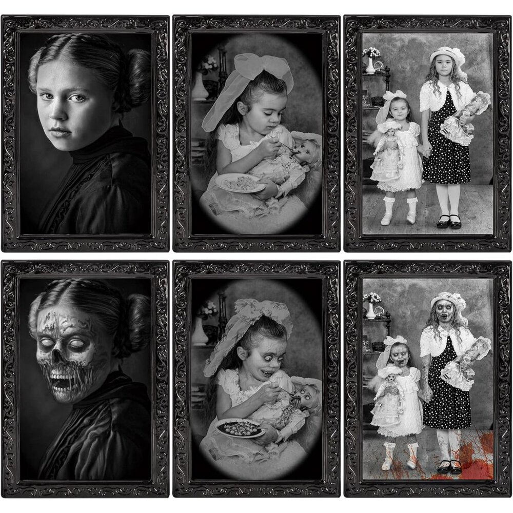 Halloween Decoration Scary Indoor Wall Decor, 3Pack 3D Changing Face Moving Pict - Picture 1 of 7